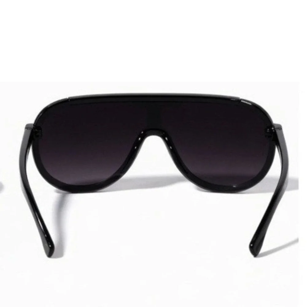 Women‎ Sports Shield Sunglasses Flat Top Dark Black Lens Fashion Shades Driving